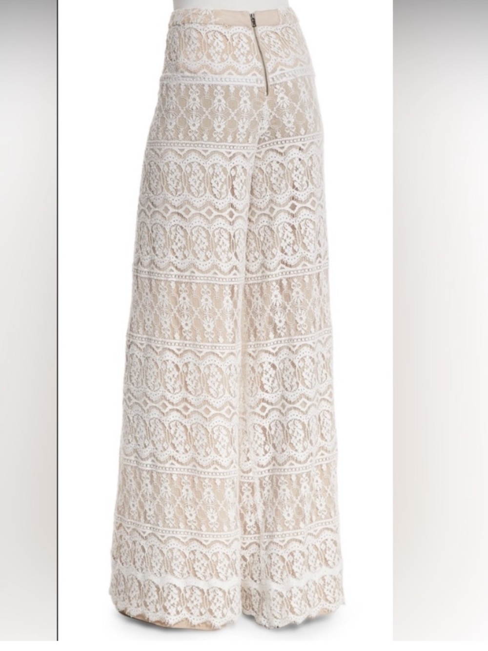 Alice & Olivia Ivory Lace Wide Leg Pants - Picture 2 of 7